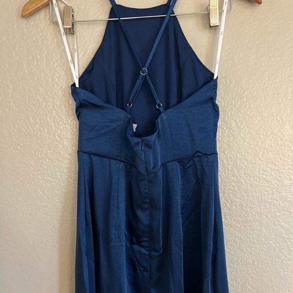NWOT Born to Captivate Blue Satin Backless Maxi Dress - Picture 6 of 7